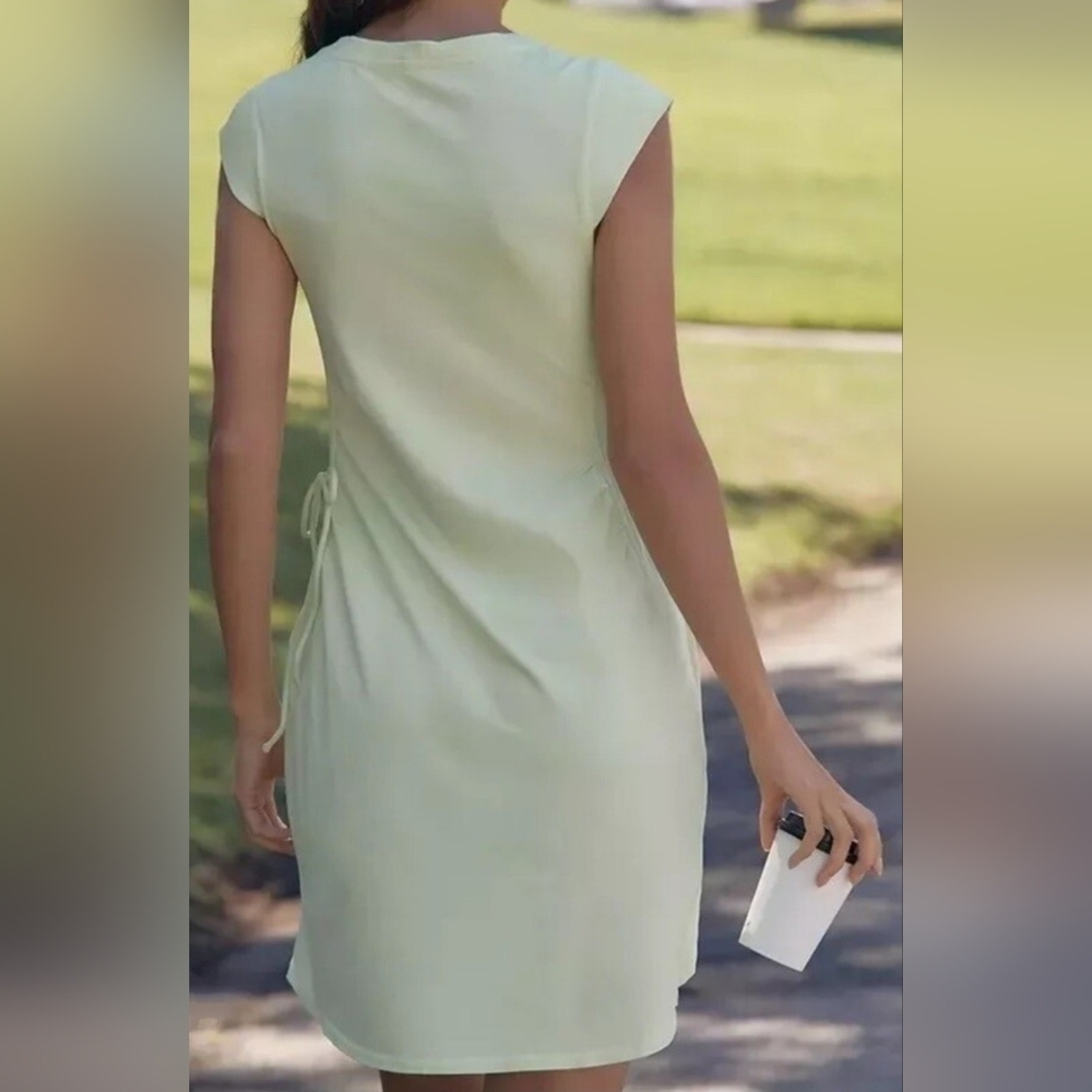 Daily Practice by Anthropologie Montauk Athleisure V-Neck Dress, Lime Green, XS - Picture 2 of 11